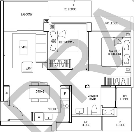 iNz Residence EC Floor Plan 2 Bedroom