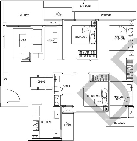 iNz Residence EC Floor Plan 3 Bedroom C3