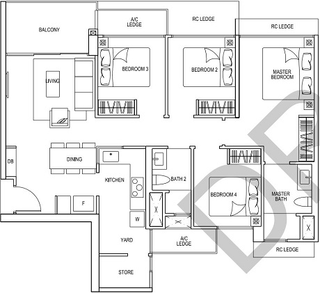 iNz Residence EC Floor Plan 4 Bedroom D1
